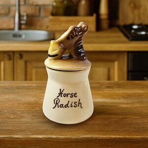 Vintage Horse Radish Jar w/ Horse Head Lid – Funny Ceramic Kitchen Decor
